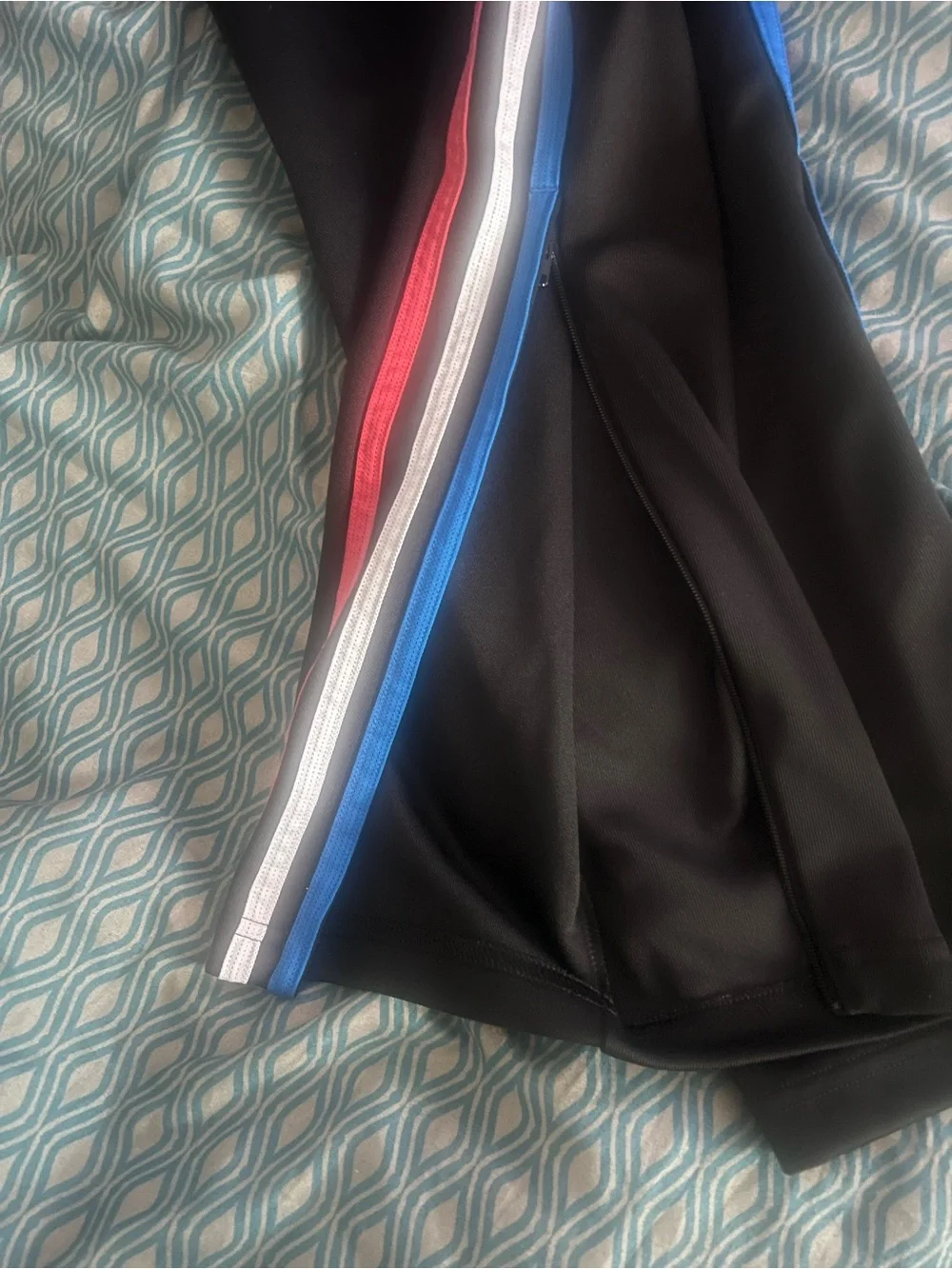 adidas Black Sweatpants with Multicolor Stripe Accents